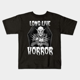 Long Live the Horror (Vampire Black and White) Kids T-Shirt